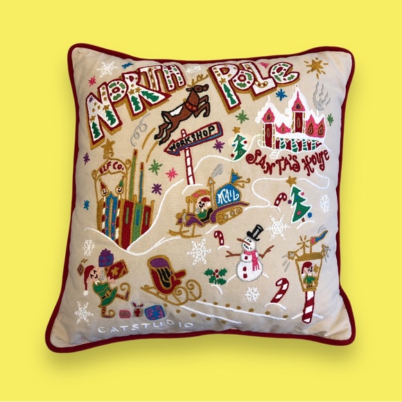 CATSTUDIO North Pole Hand-embroidered Throw Pillow 18